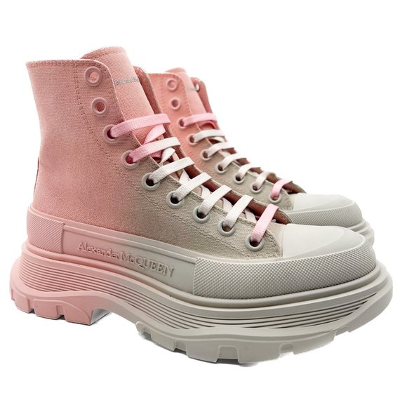Alexander McQueen Shoes - New Alexander McQueen Ombré Treadslick High-Top Sneakers, Size 37 / US 7, Displa
